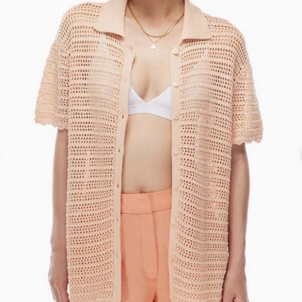 Wilfred Aritzia Notting Sweater Shirt Crochet Button Front Size XS